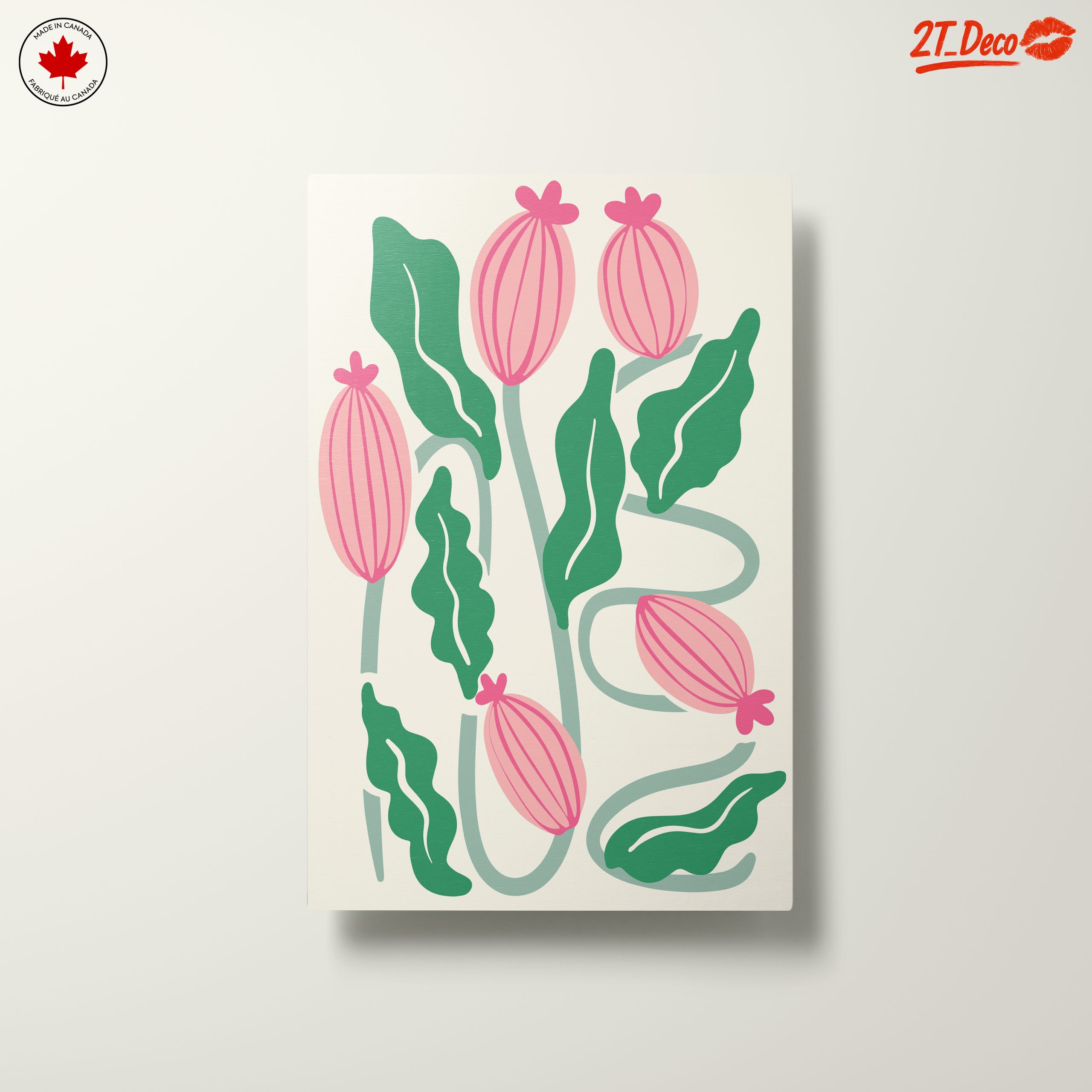 Stylized Floral Art with Pink and Green - Image 10