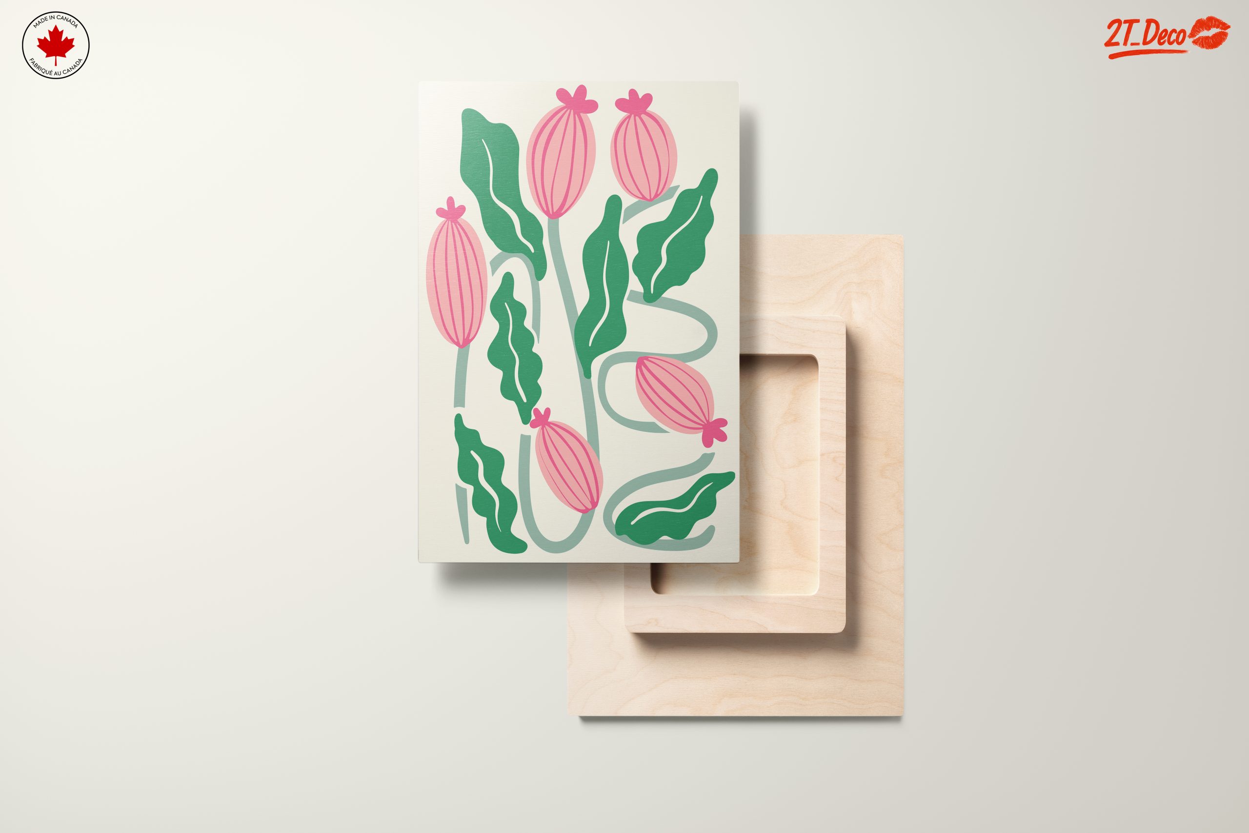 Stylized Floral Art with Pink and Green - Image 11