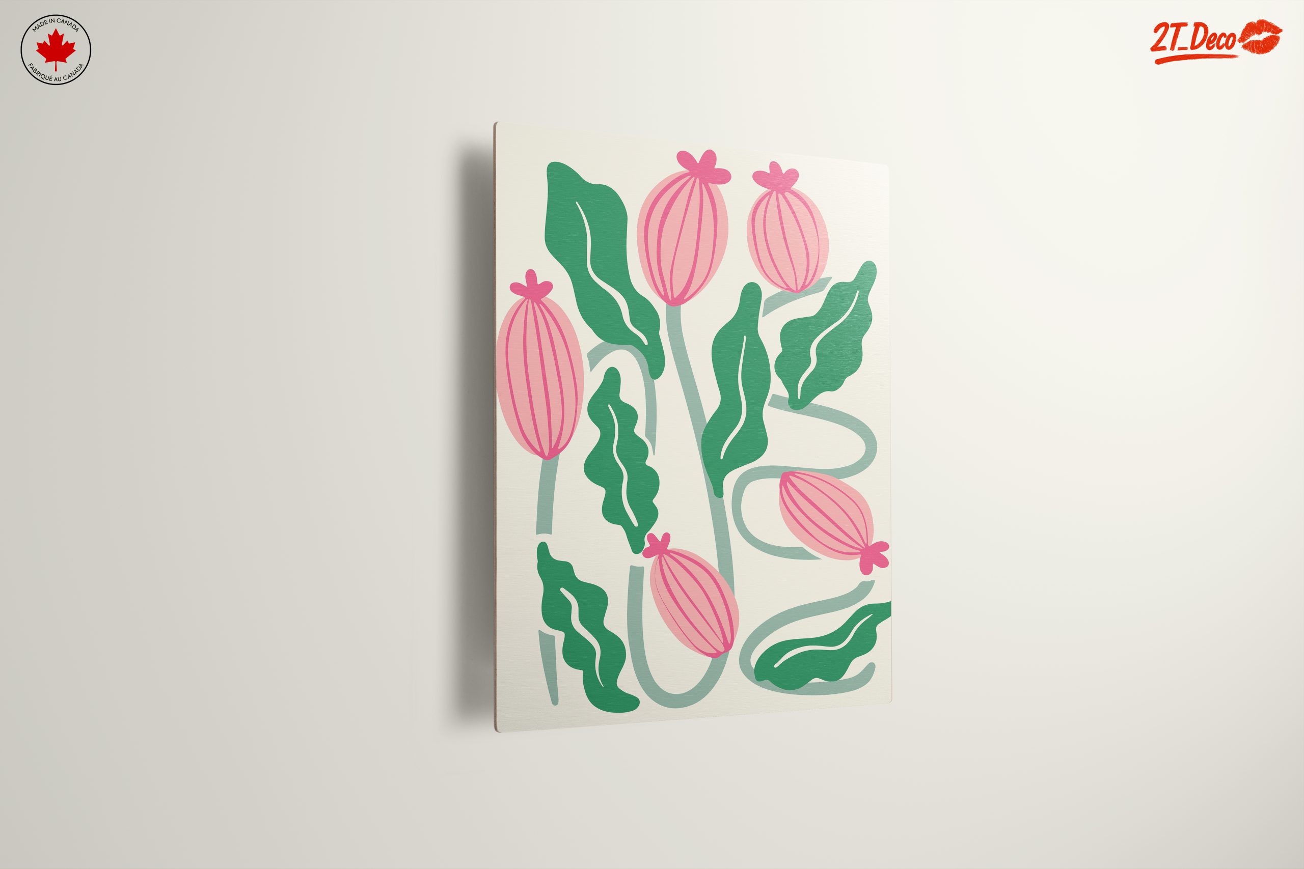 Stylized Floral Art with Pink and Green - Image 13