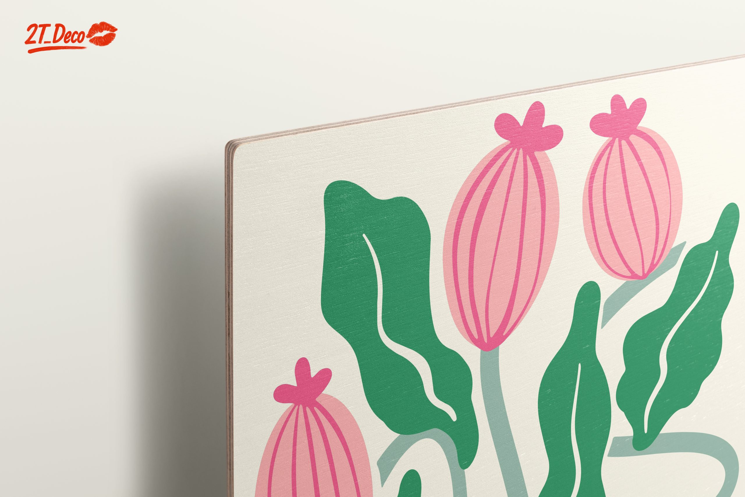 Stylized Floral Art with Pink and Green - Image 15