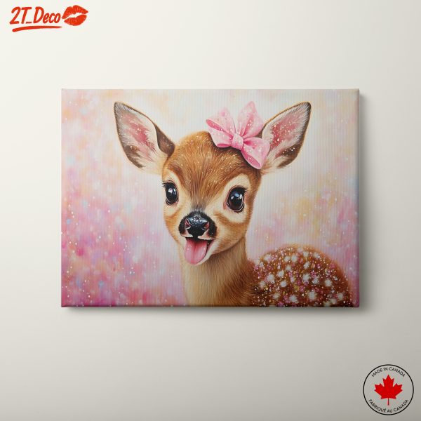 Cute Young Deer with Pink Bow