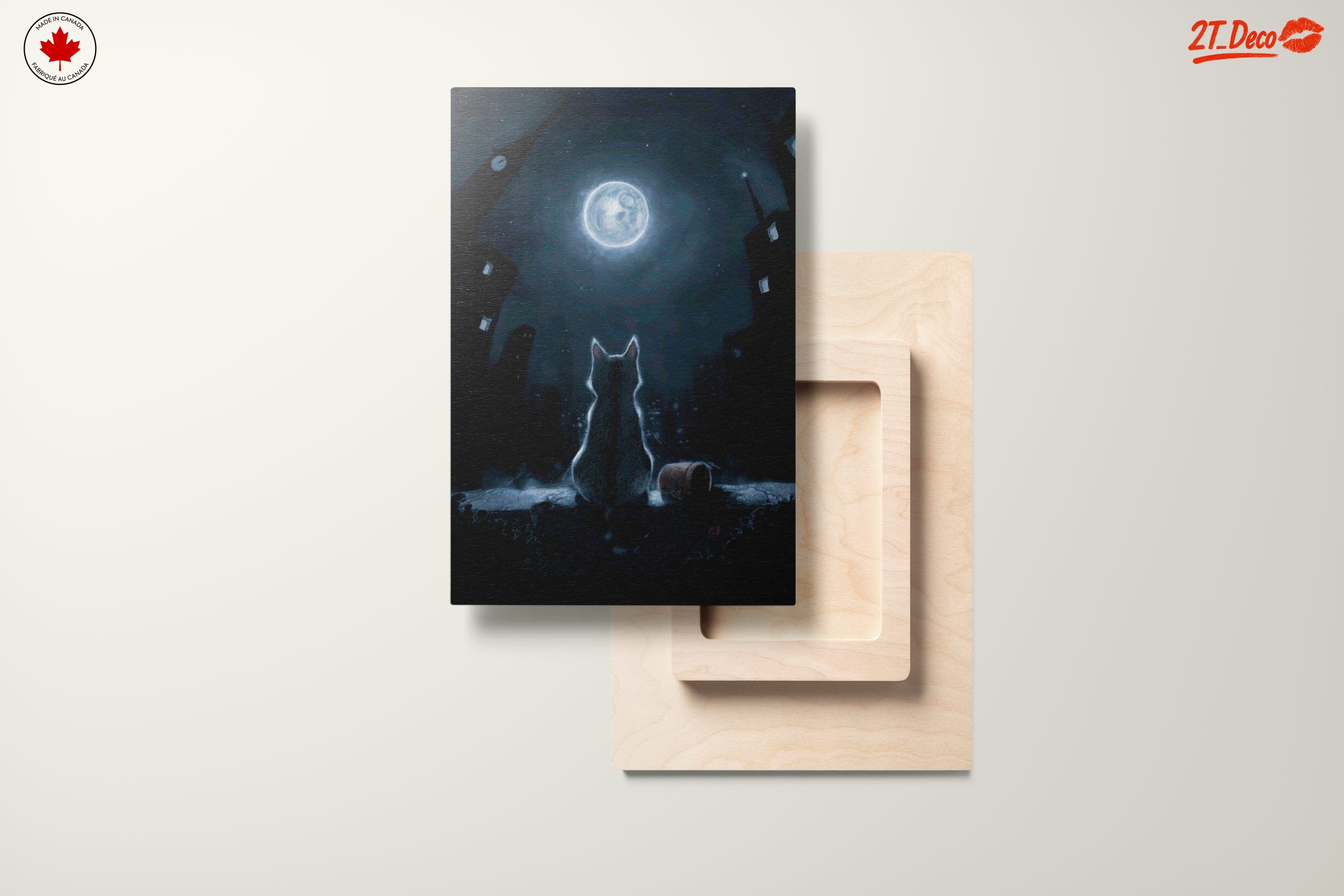 Cat Watching Full Moon in Cityscape - Image 11
