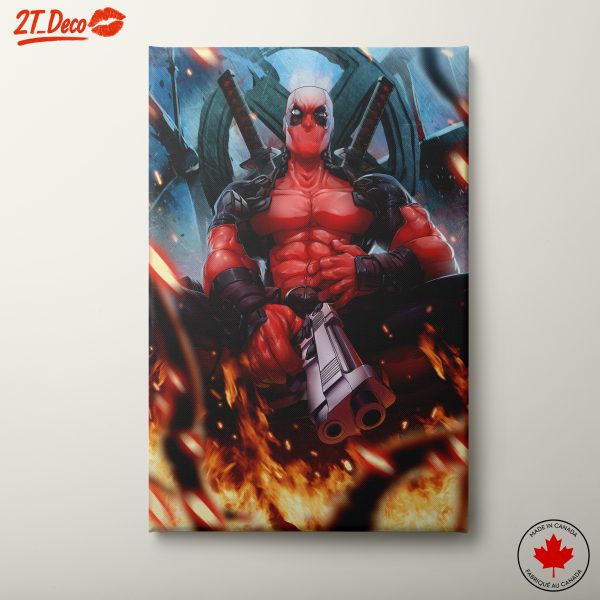 Dynamic Deadpool Art with Flames