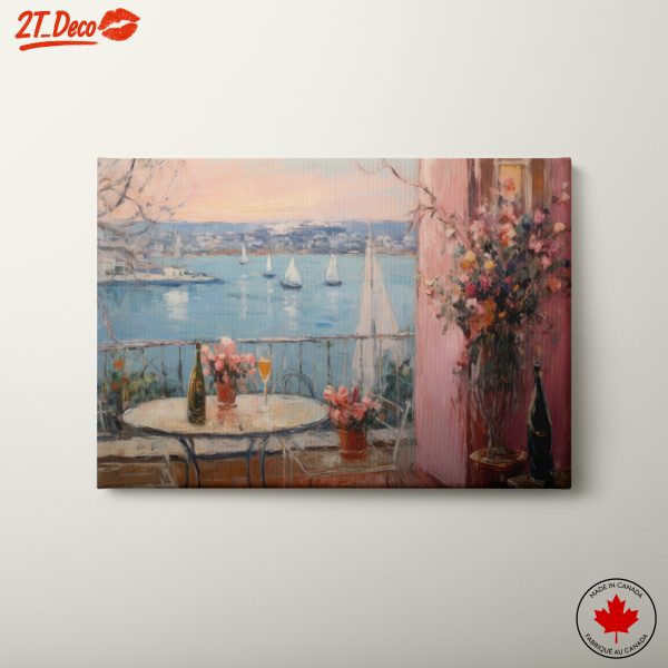 Serene Coastal View with Abstract Elements
