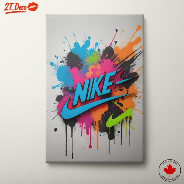 Vibrant Nike Logo Art with Splash Colors