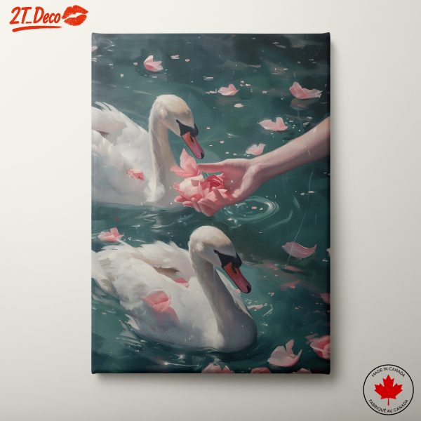 Serene Swans Among Petals