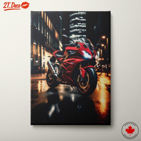 Stunning Red Motorcycle in Urban Night Scene