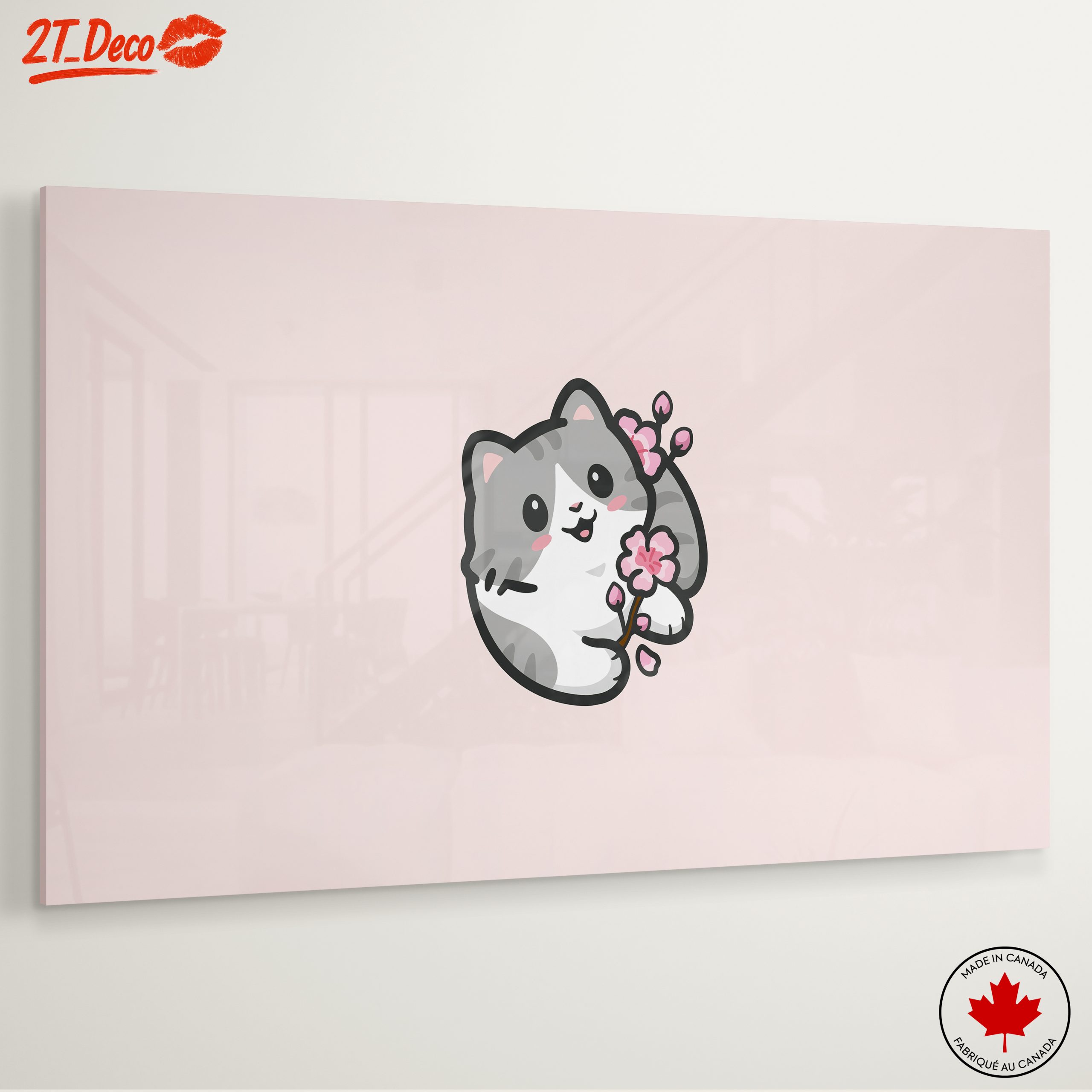 Adorable Cat with Cherry Blossoms Illustration - Image 6