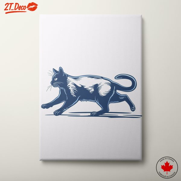 Stylized Blue Cat Running Artwork