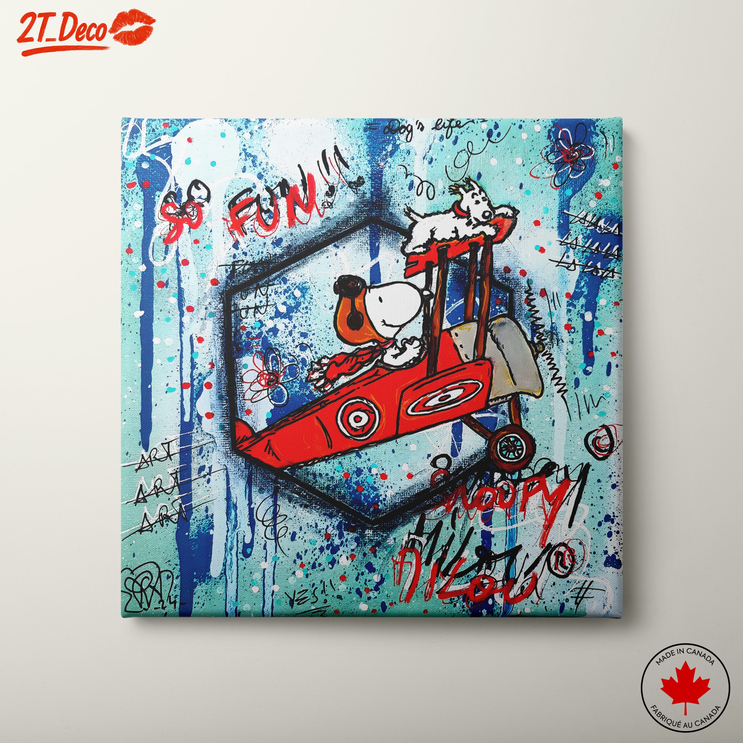 Whimsical Dog in an Airplane Art