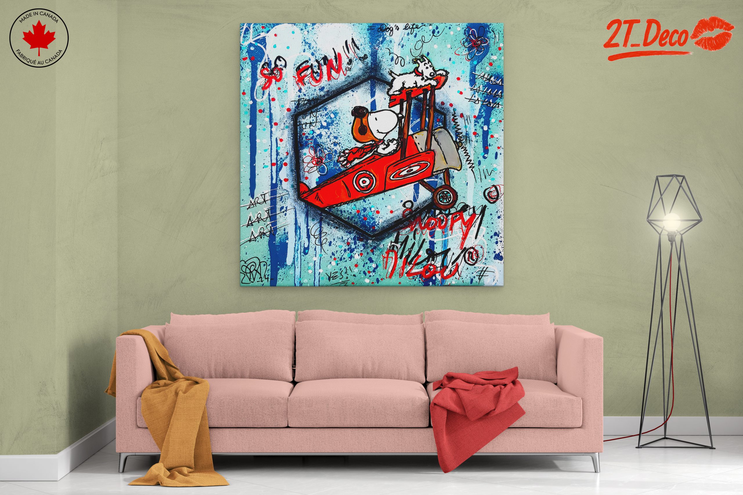 Whimsical Dog in an Airplane Art - Image 2