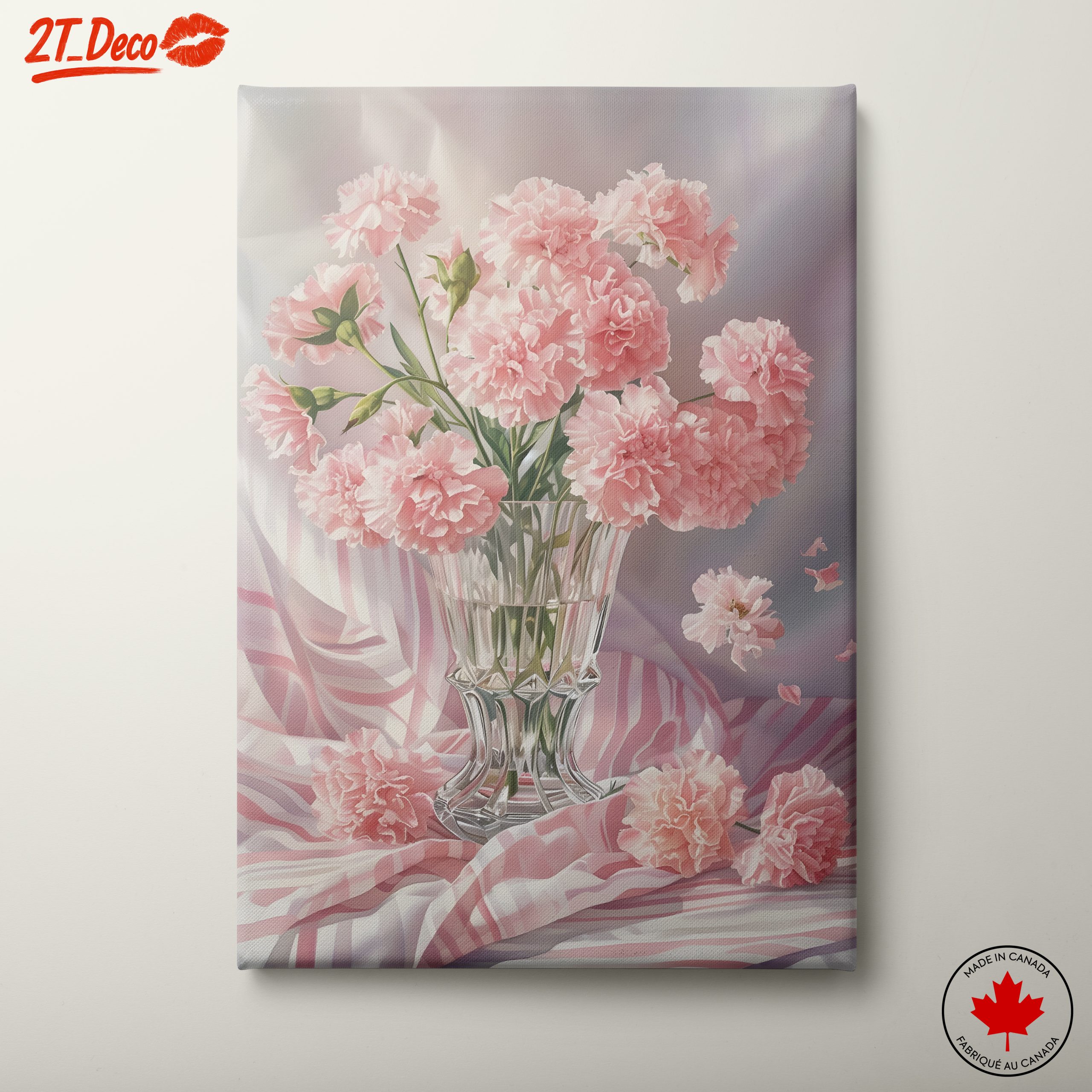 Pink Carnations in a Glass Vase