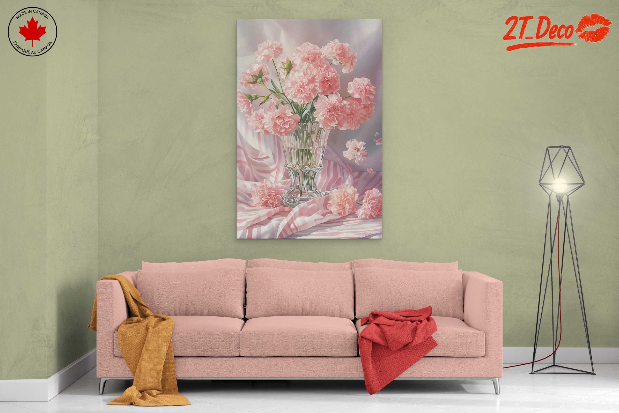 Pink Carnations in a Glass Vase - Image 2