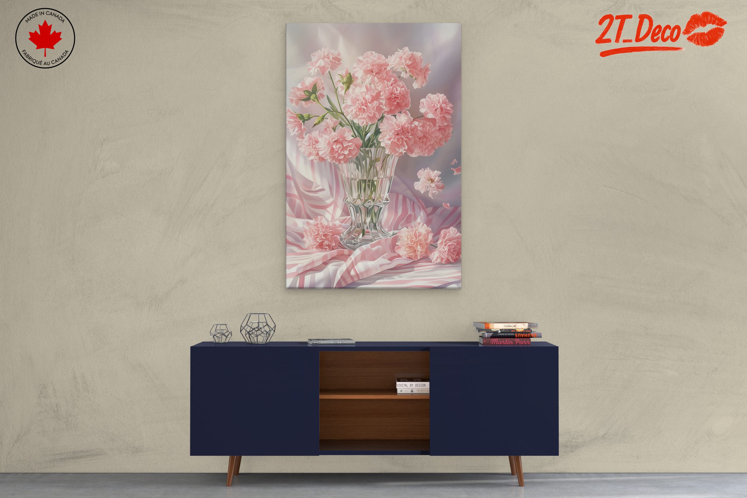 Pink Carnations in a Glass Vase - Image 3