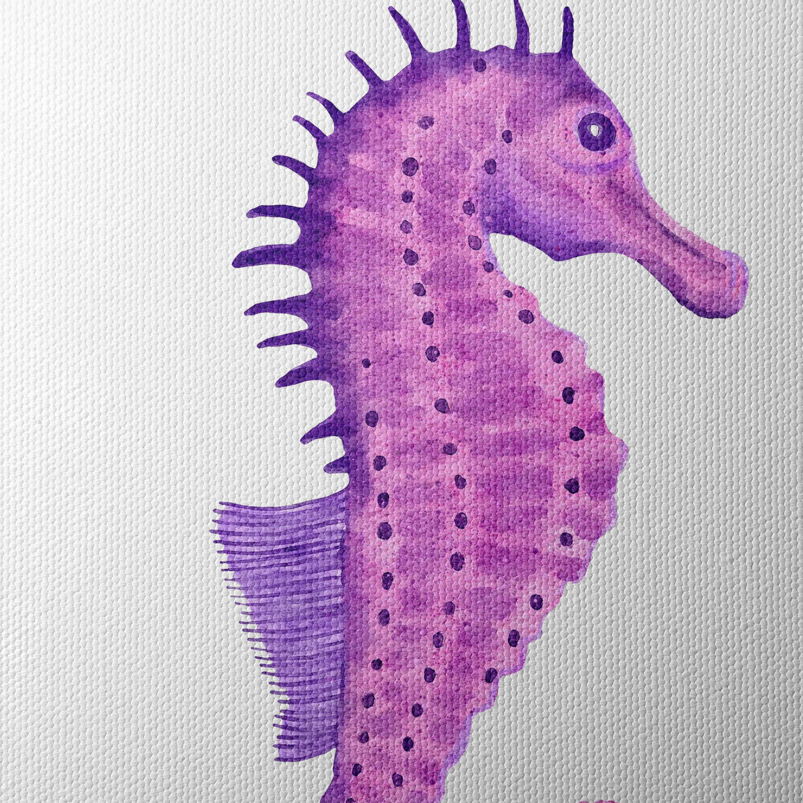 Whimsical Watercolor Seahorse Art - Image 4