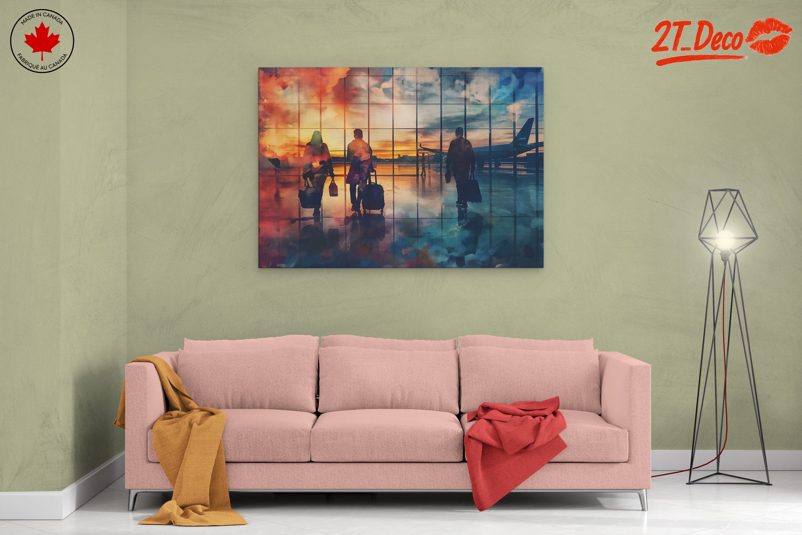 Travelers Silhouettes at Airport Sunset - Image 2