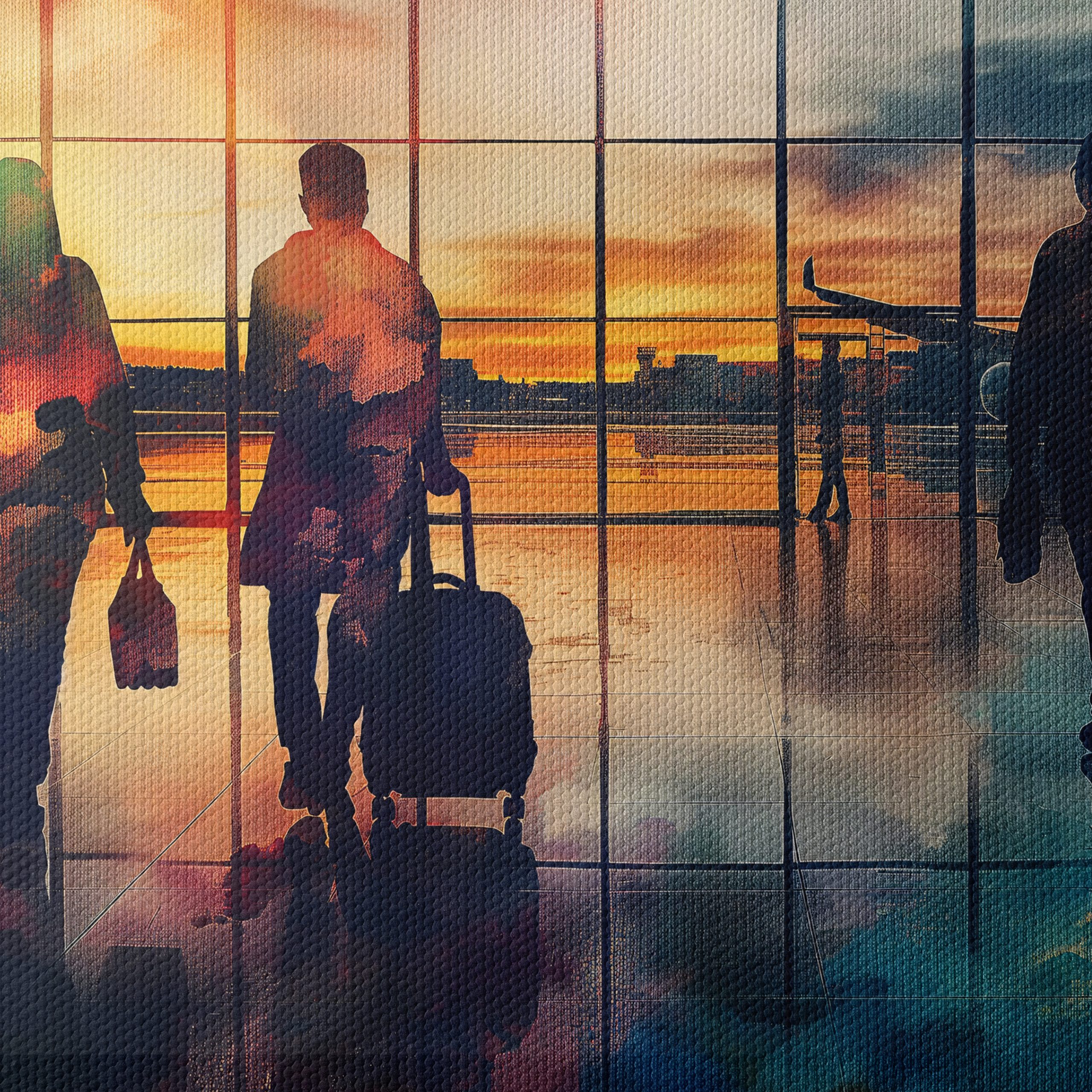 Travelers Silhouettes at Airport Sunset - Image 4