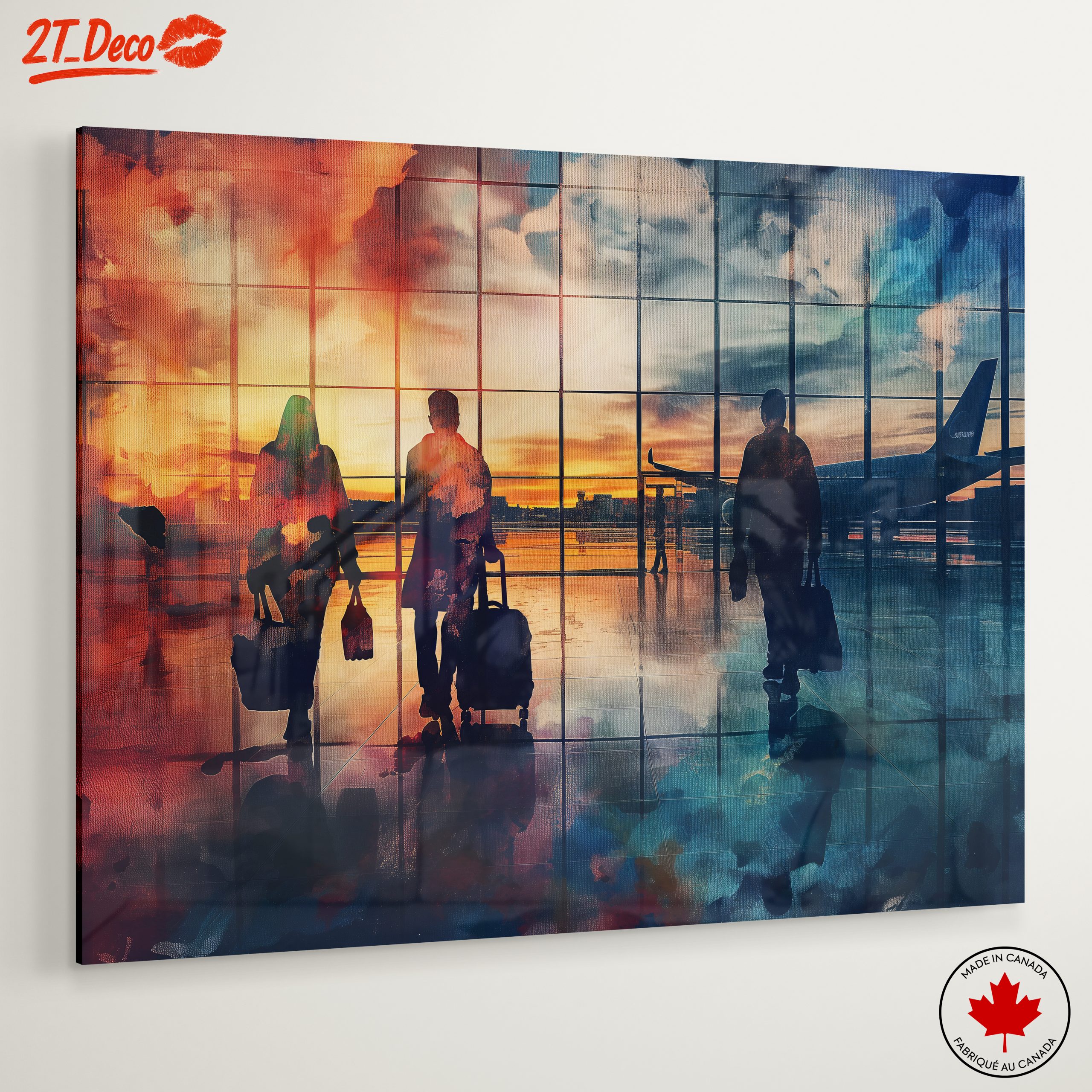 Travelers Silhouettes at Airport Sunset - Image 6
