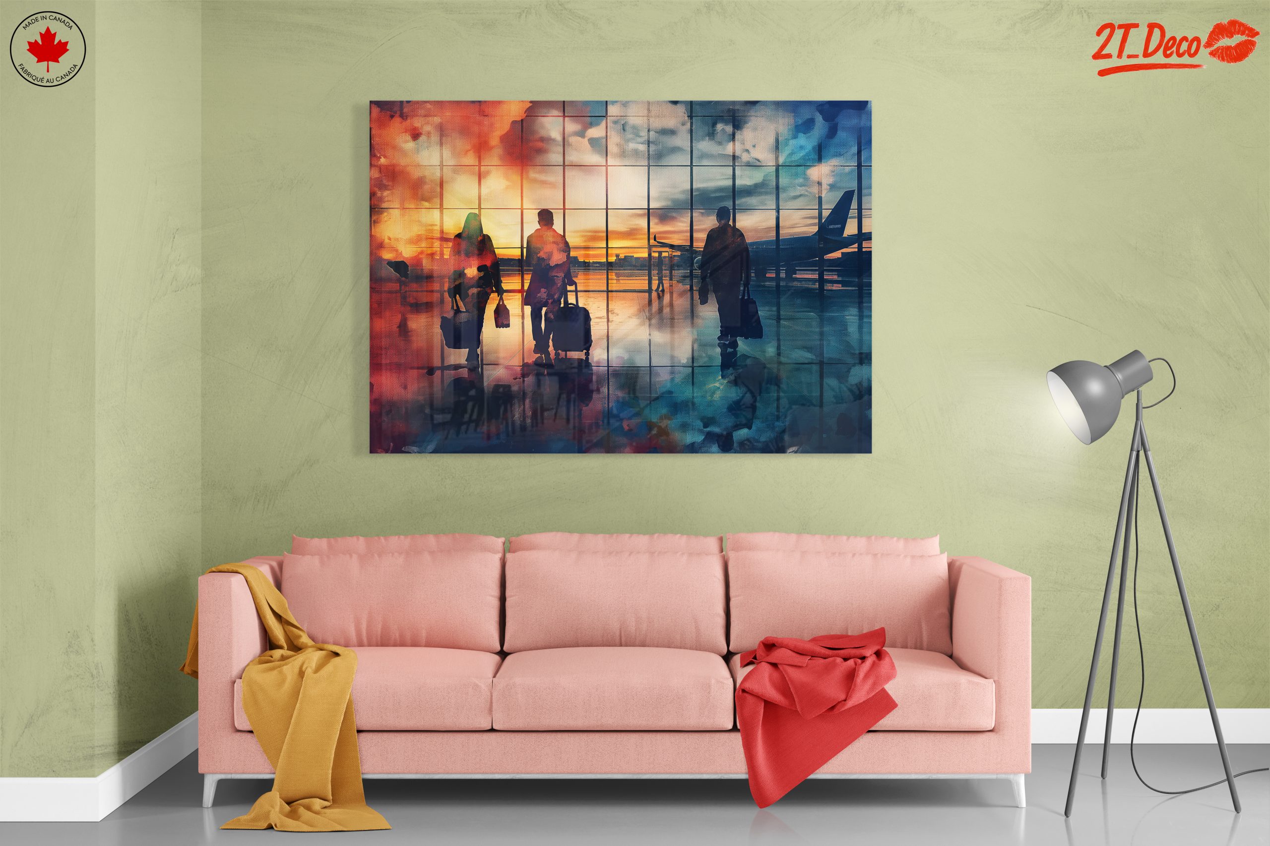 Travelers Silhouettes at Airport Sunset - Image 7