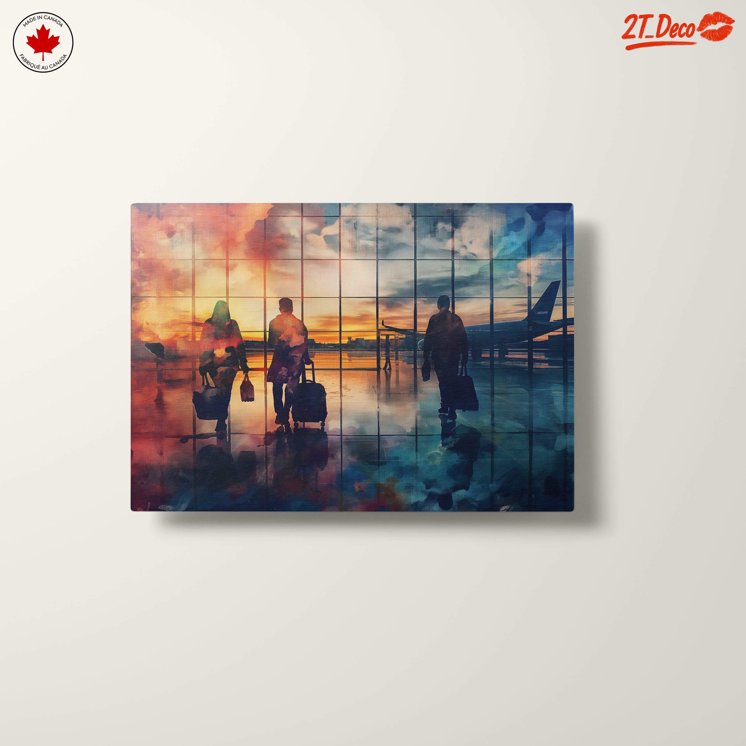 Travelers Silhouettes at Airport Sunset - Image 10