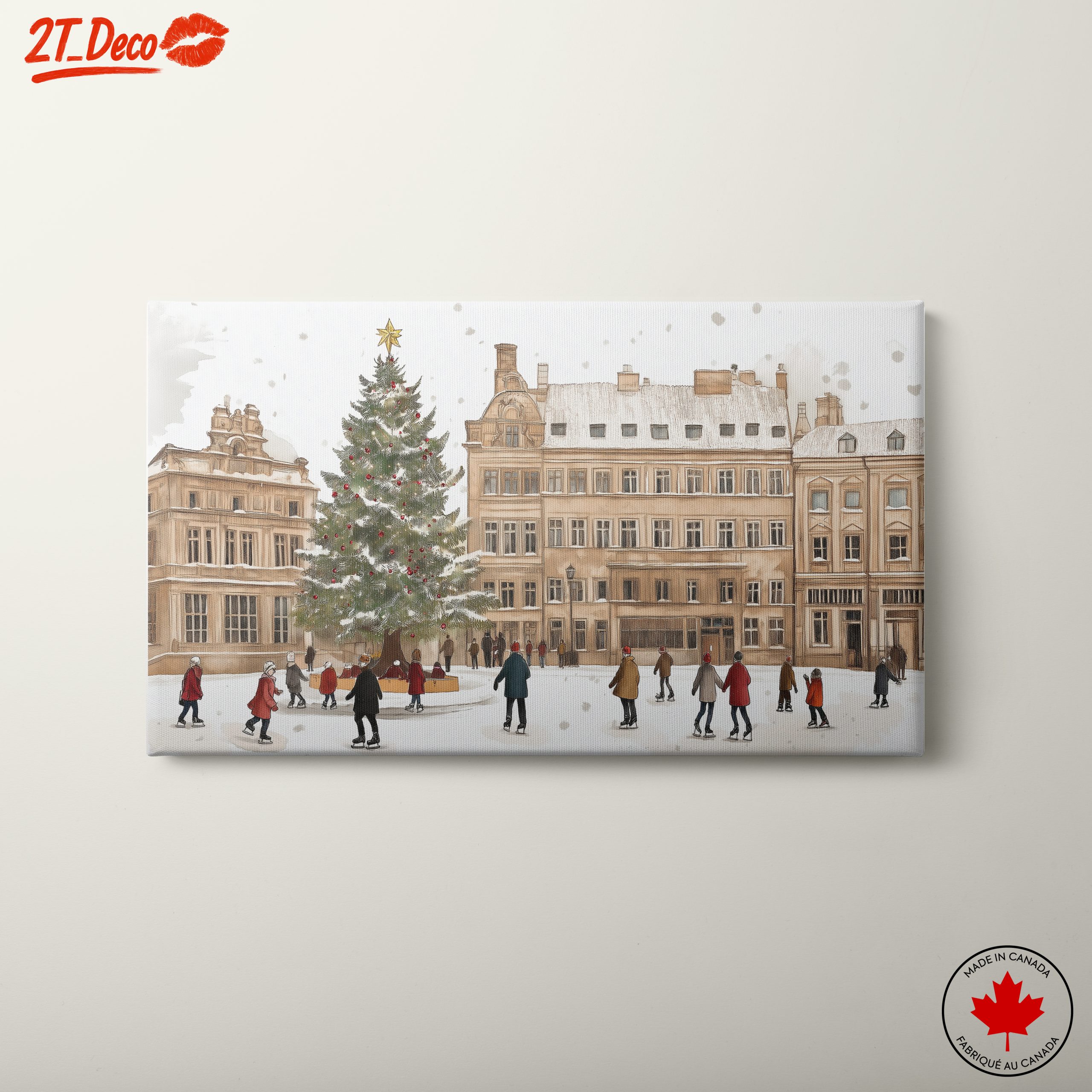 Festive Winter Scene with Christmas Tree