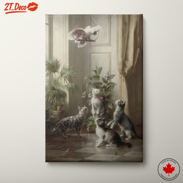 Charming Cats Engaged with a Bird