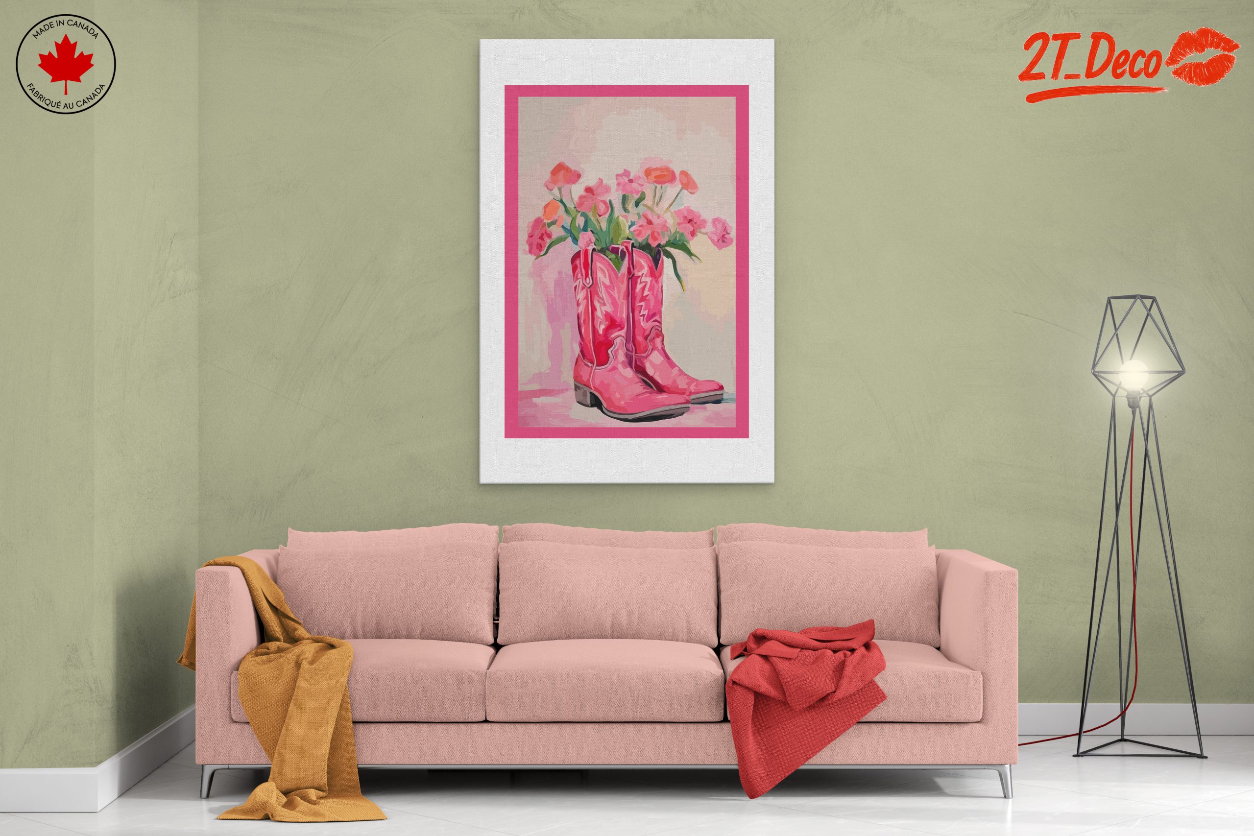 Pink Cowboy Boots with Floral Arrangement - Image 2