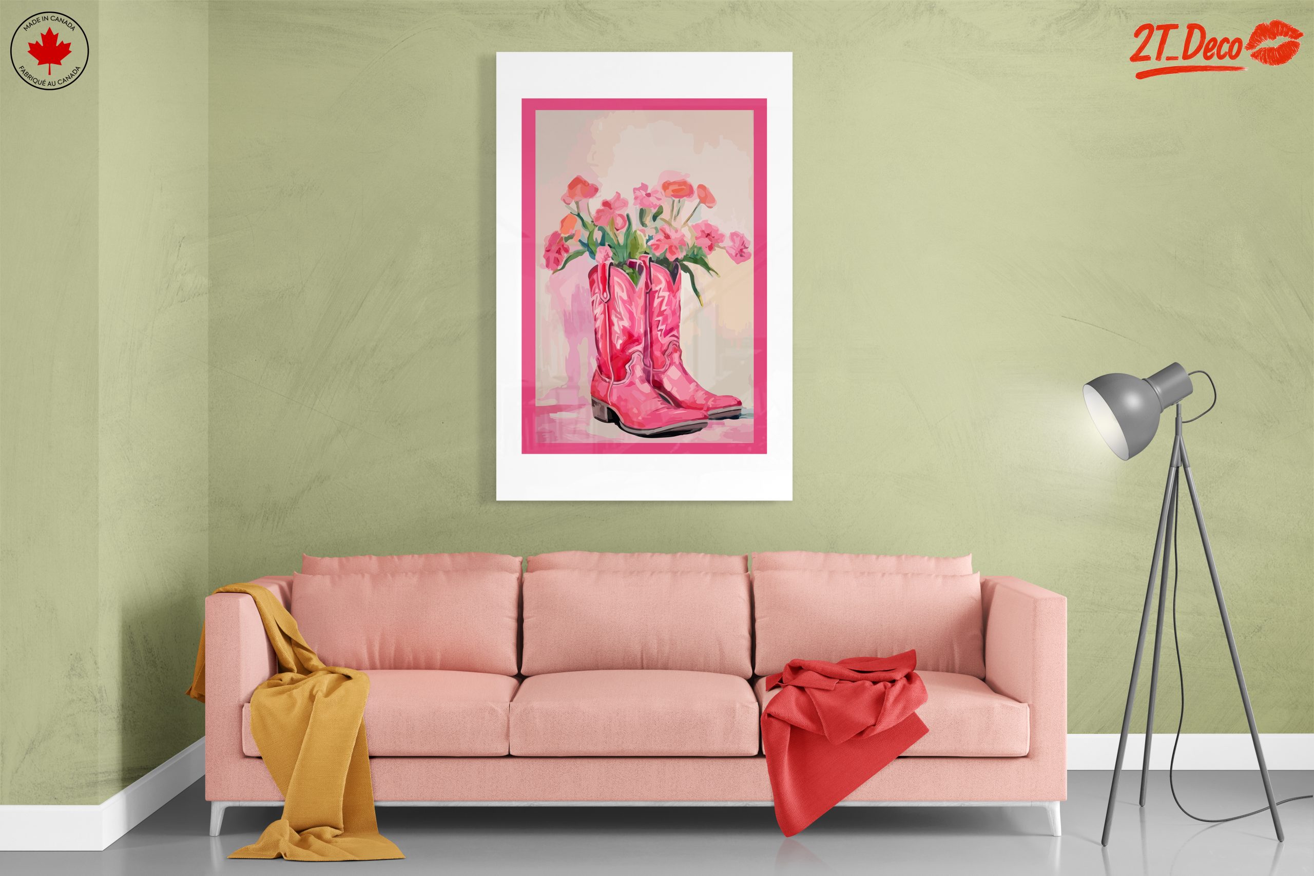Pink Cowboy Boots with Floral Arrangement - Image 7