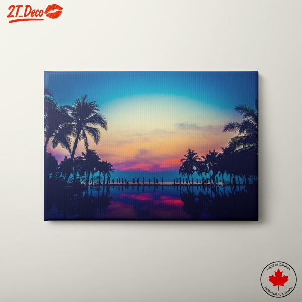 Tropical Sunset with Palm Trees and Reflections