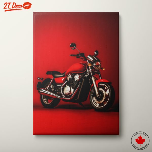 Stylish Motorcycle Against Red Backdrop