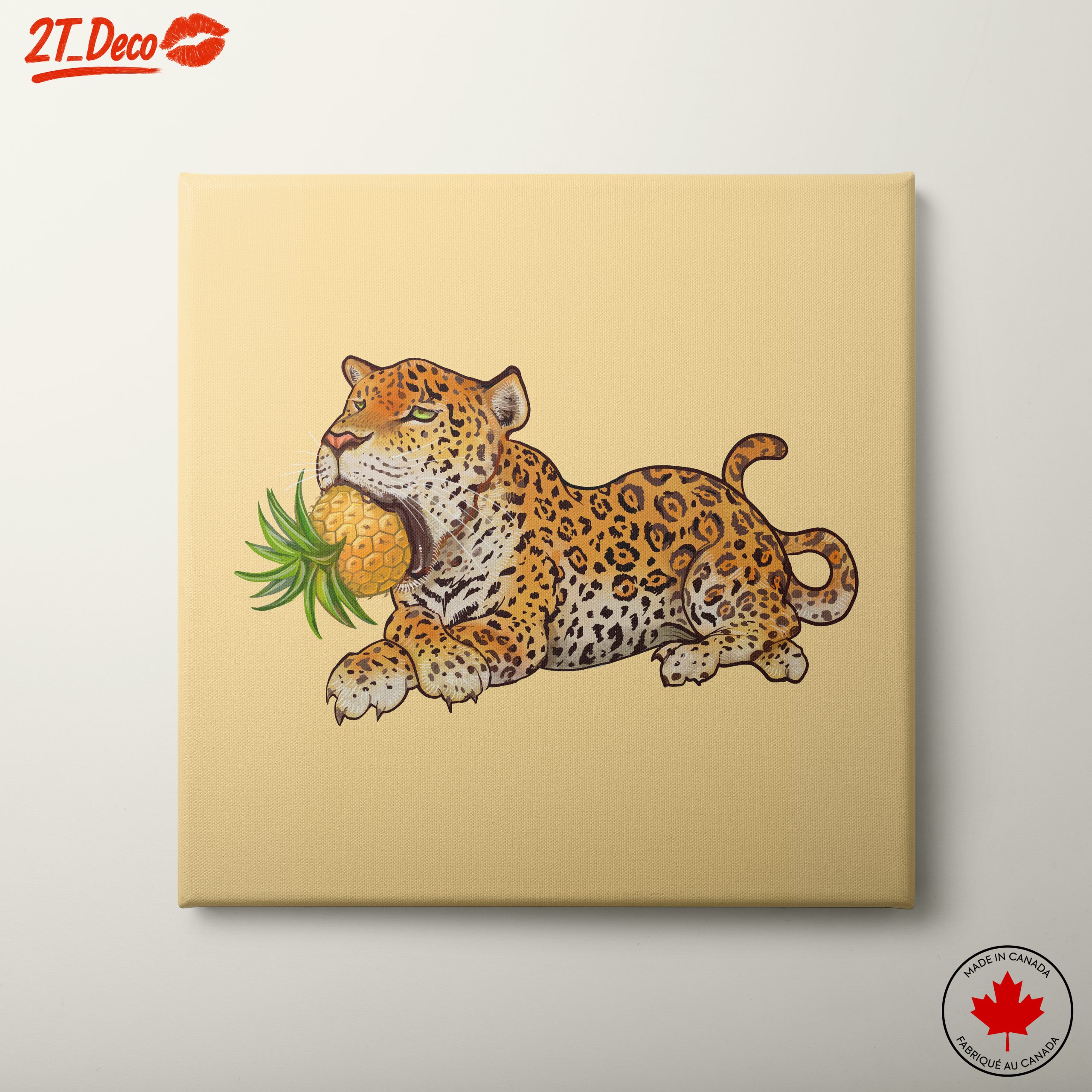 Playful Jaguar with Pineapple Design