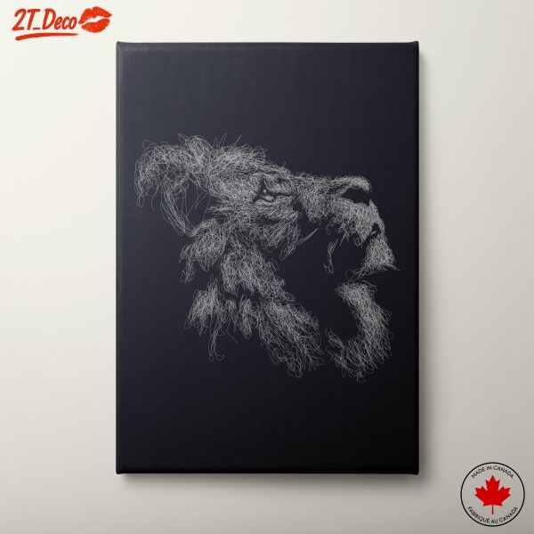 Stylized Lion Illustration Against Dark Background