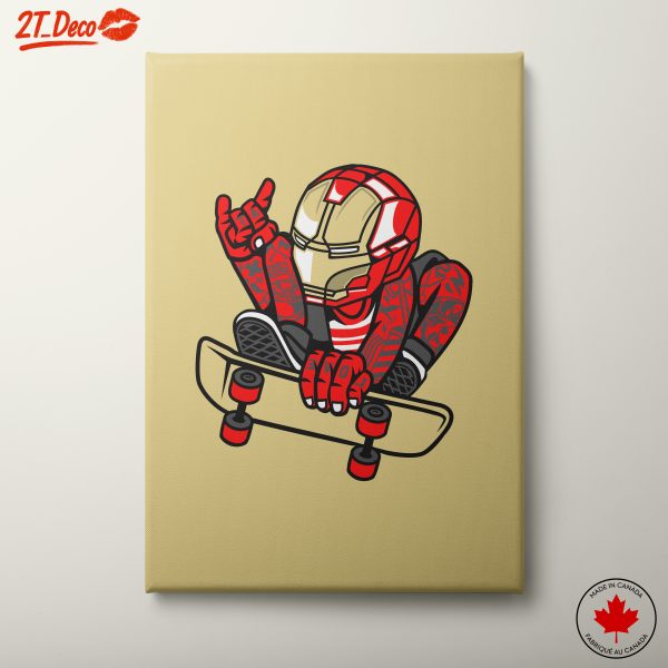 Cool Iron Man Skateboarding Illustration