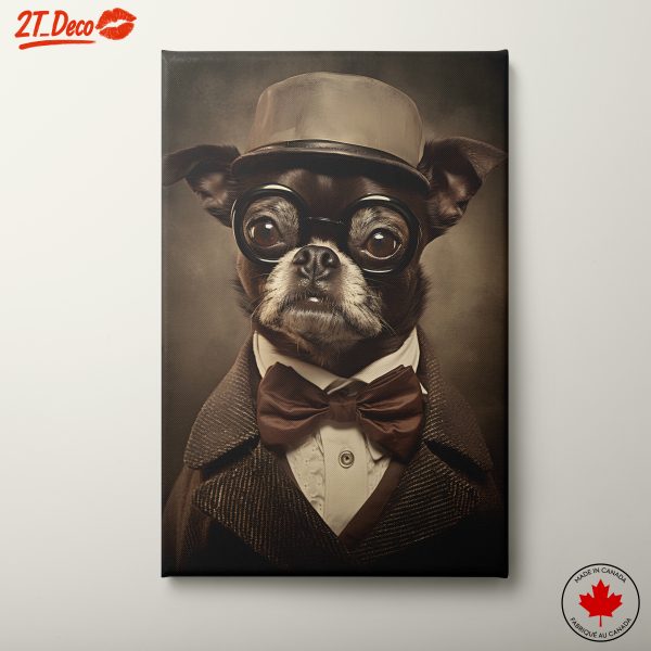 Vintage Dog Portrait in Formal Attire