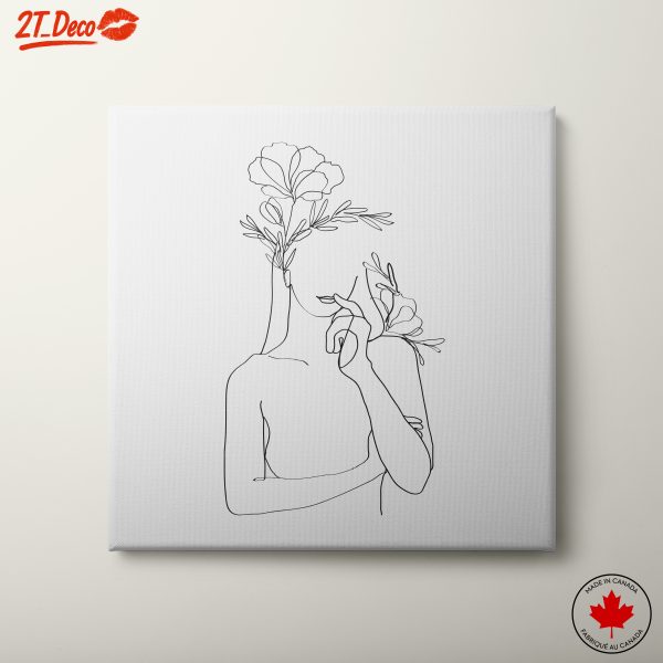 Stylized Minimalist Female Figure with Flowers