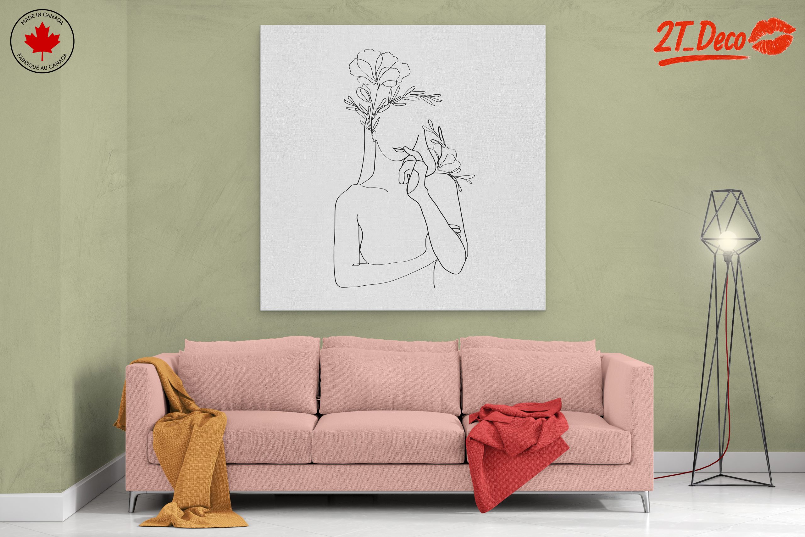 Stylized Minimalist Female Figure with Flowers - Image 2