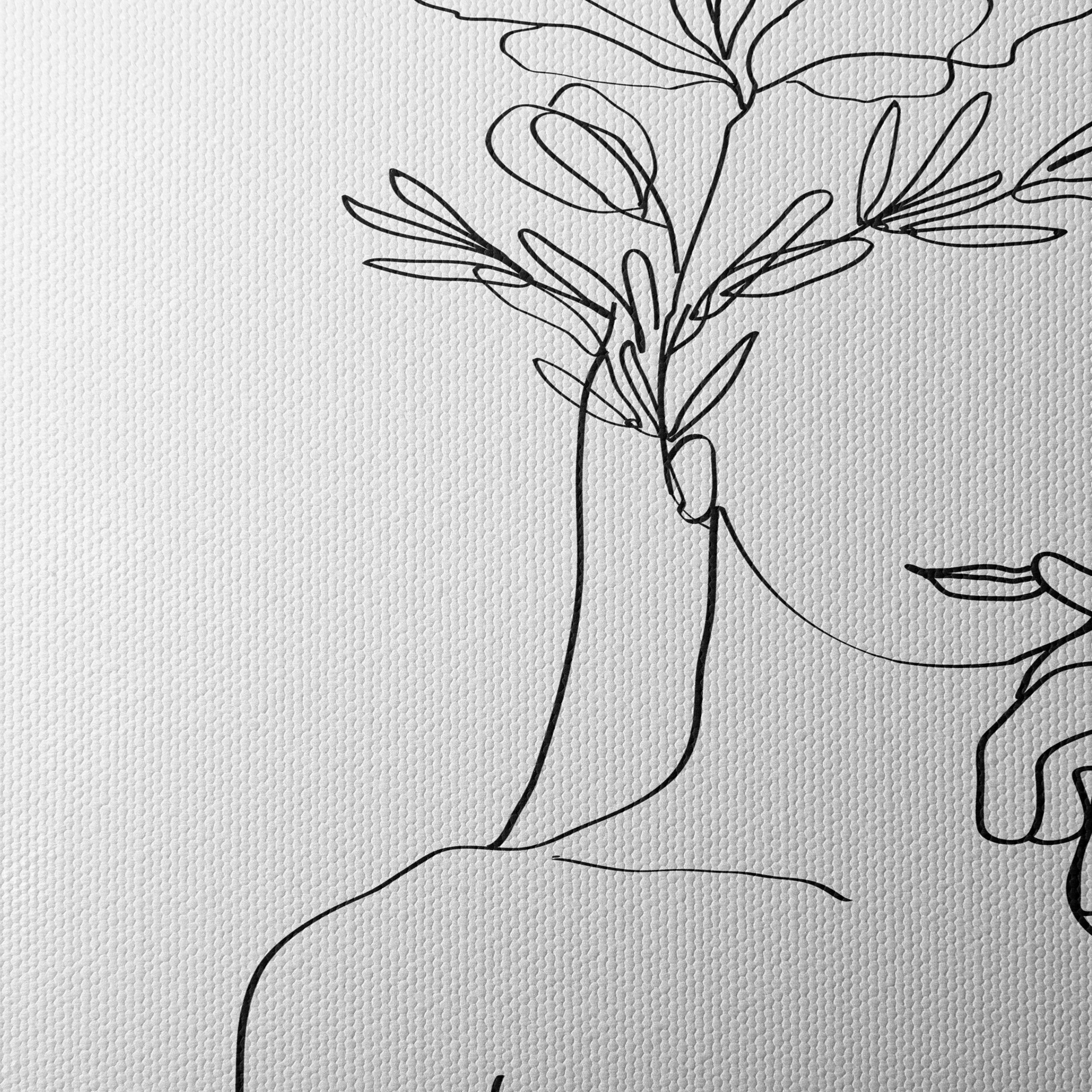 Stylized Minimalist Female Figure with Flowers - Image 4