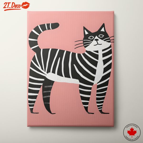 Stylized Black And White Cat Art