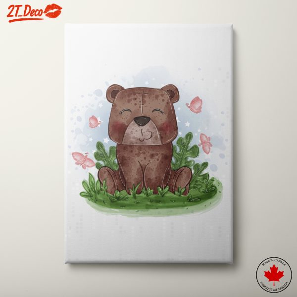 Cute Cartoon Bear Surrounded by Butterflies