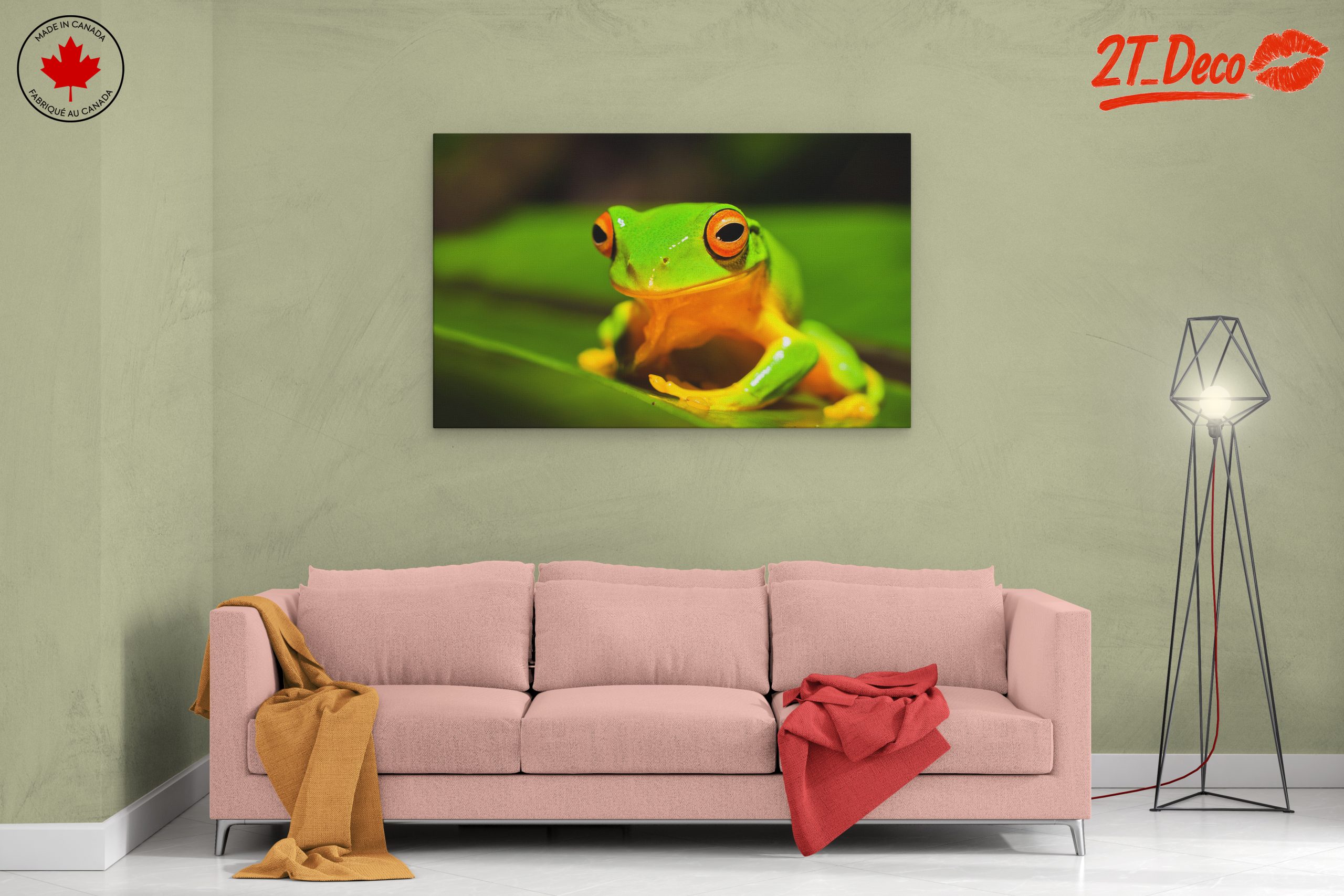 Vibrant Tree Frog on Green Leaf - Image 2