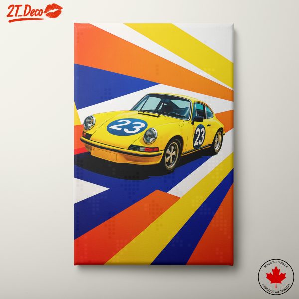 Stylized Yellow Classic Car Artwork