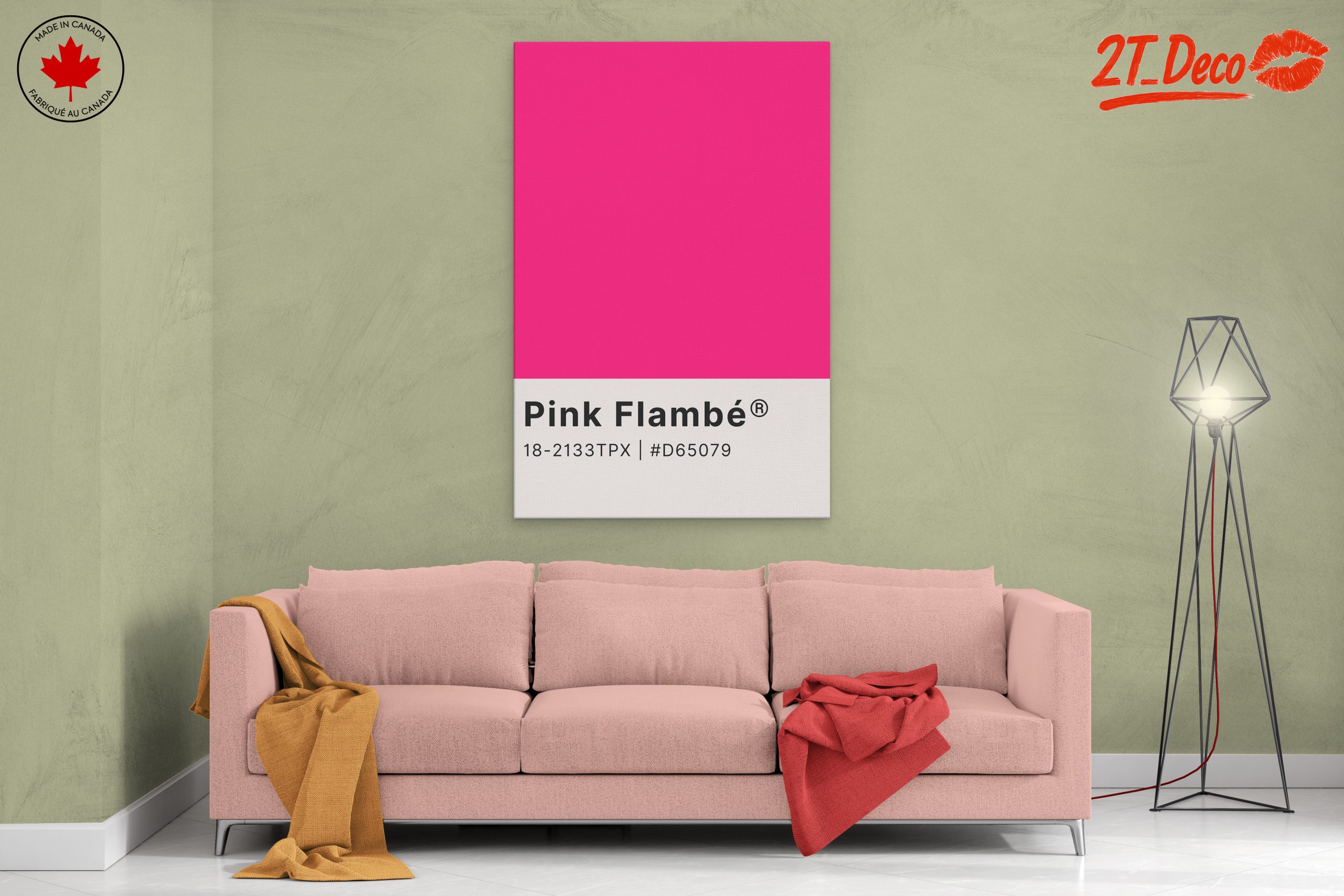 Vibrant Pink Abstract Art Display - Image 2