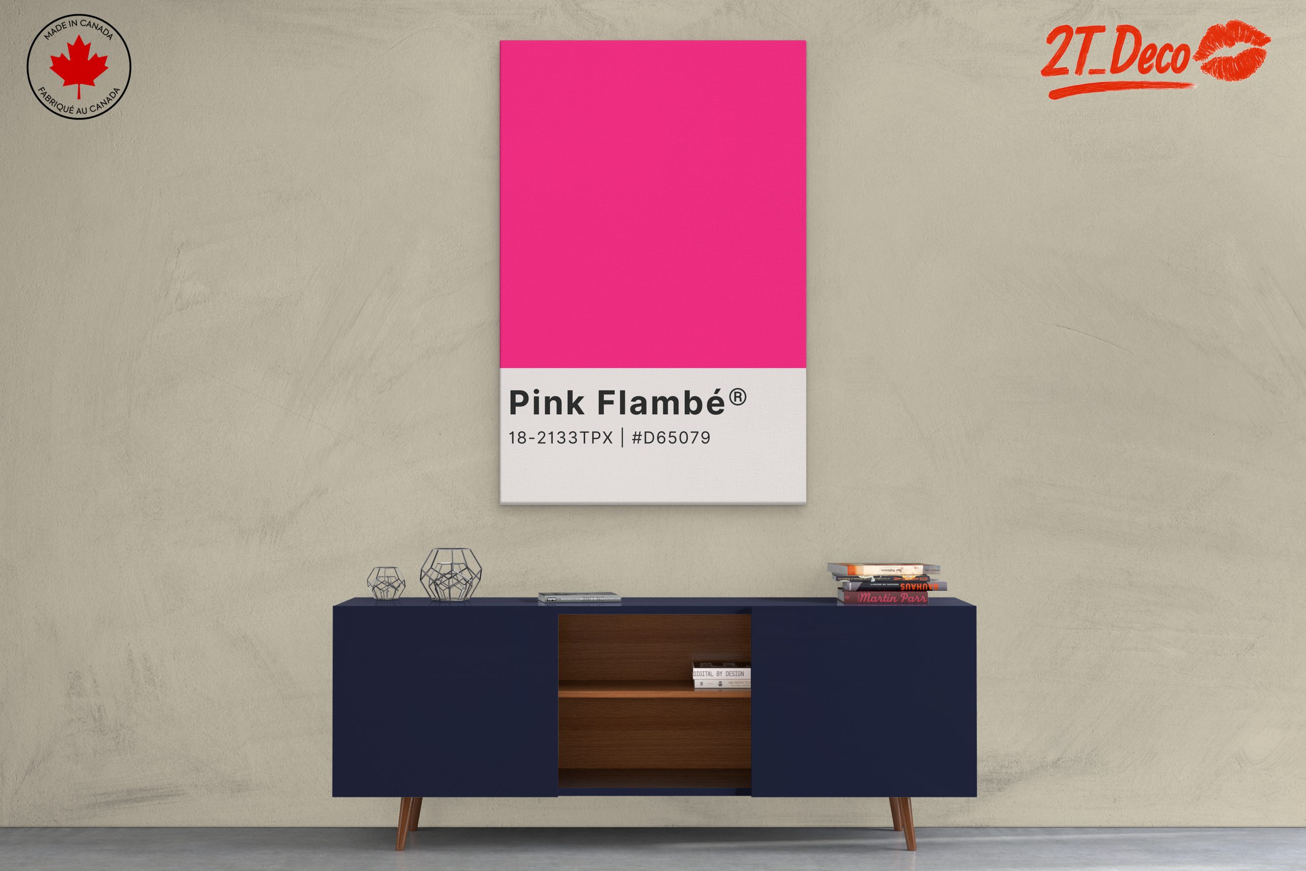 Vibrant Pink Abstract Art Display - Image 3