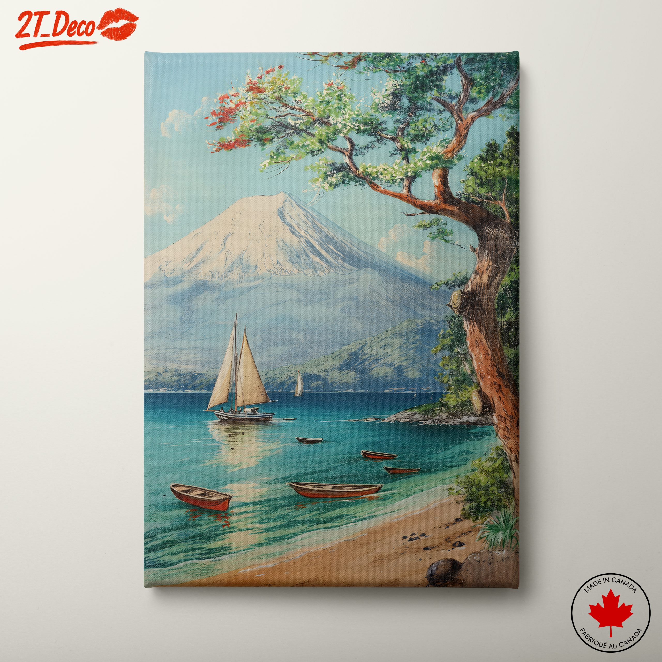 Serene Beach and Mountain Landscape