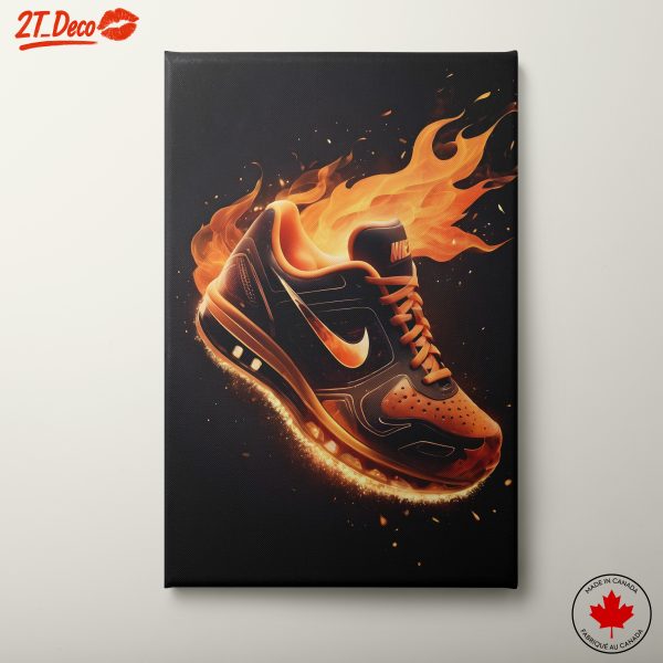Dynamic Nike Shoe Art with Flames