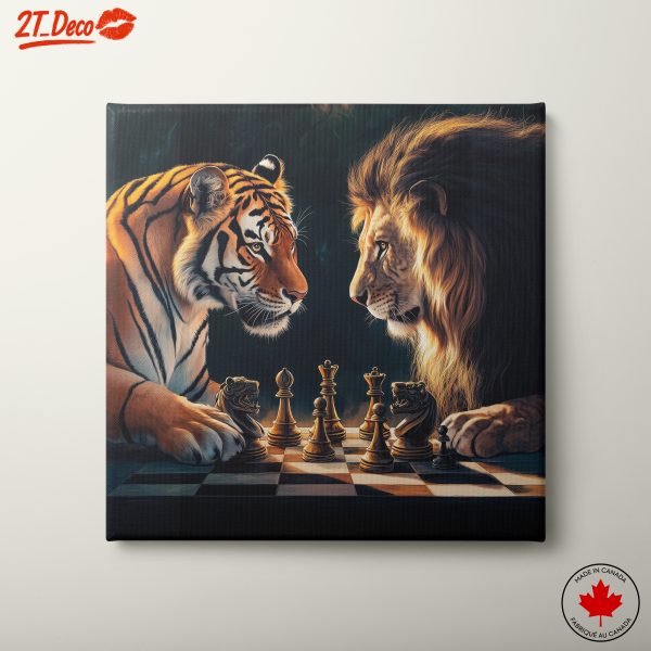 Tigers and Lions Playing Chess