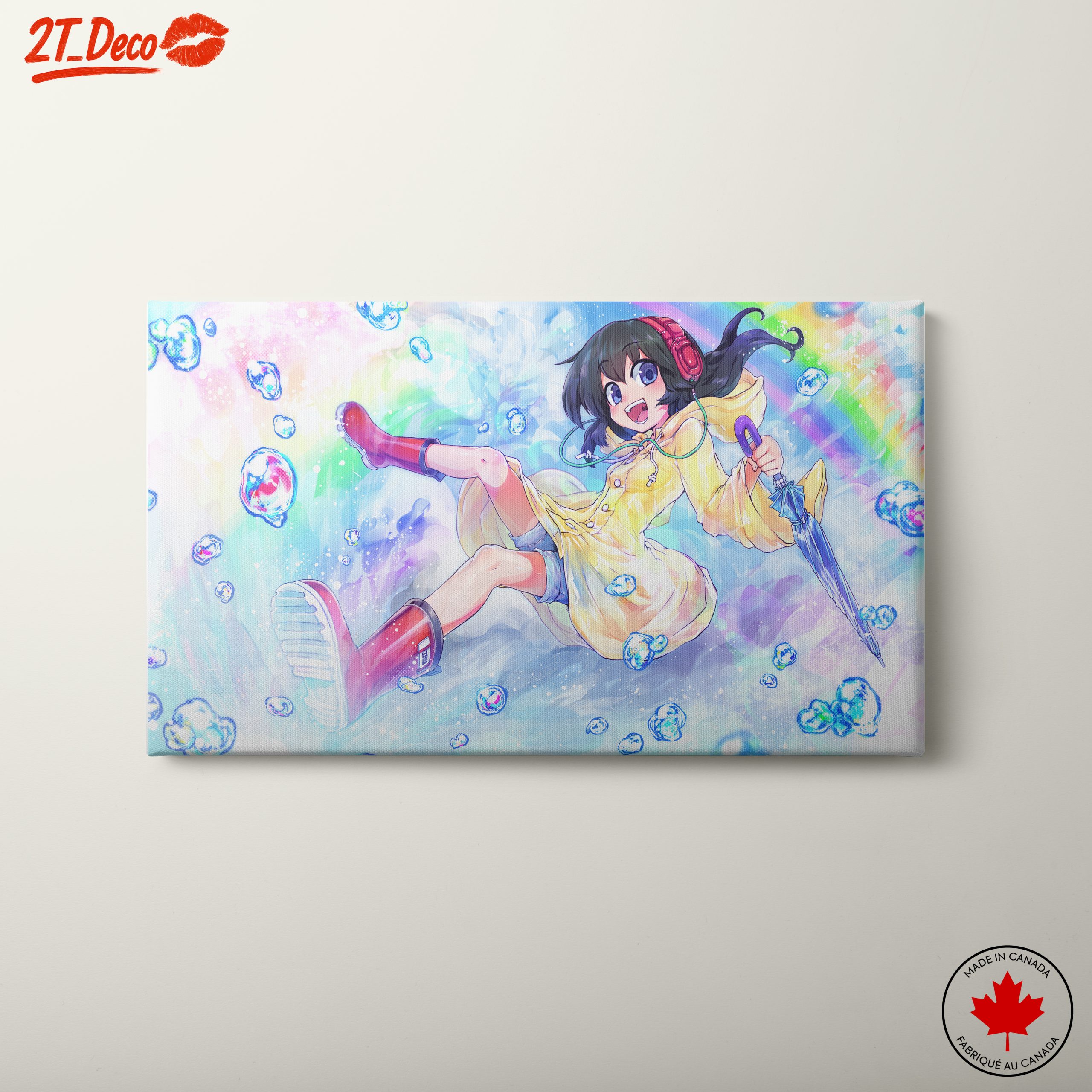 Anime Character With Umbrella and Bubbles