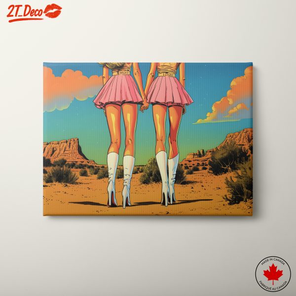 Retro Desert Artwork Featuring Two Figures