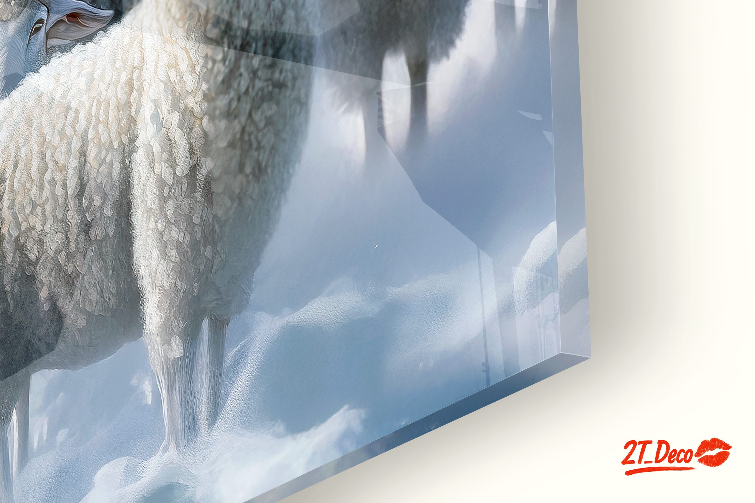 Lion Surrounded by Sheep in Snowy Landscape - Image 9
