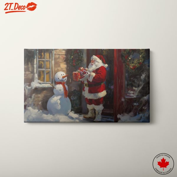 Santa Claus with Snowman in Winter Wonderland